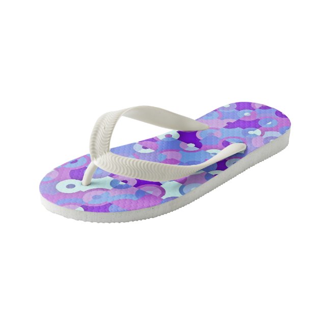 Blue and Purple Geometric Kid's Thongs (Angled)