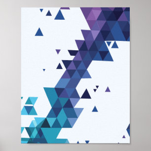 Blue and Purple Geometric Triangles Pattern Poster