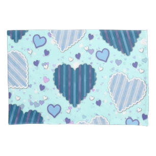 Blue and Purple Hearts Pillowcase