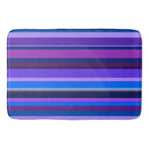 Blue and purple horizontal stripes bath mat