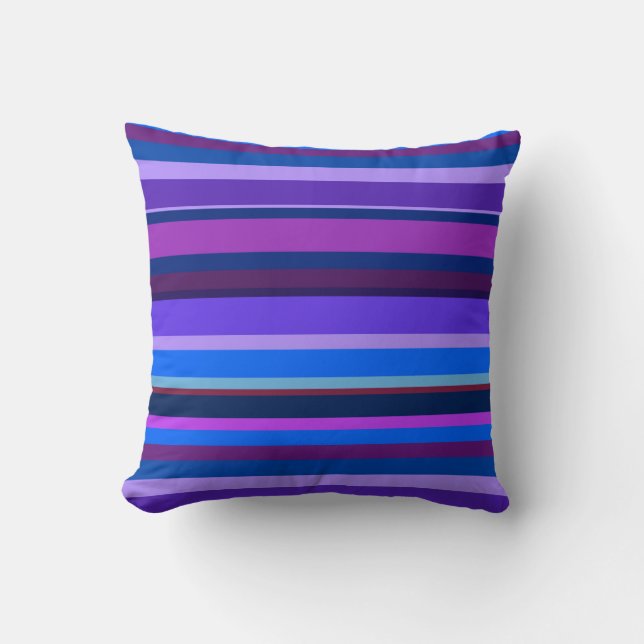Blue and purple horizontal stripes cushion (Front)