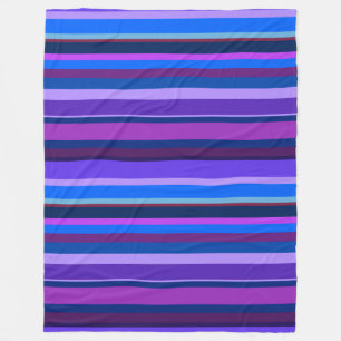Blue and purple horizontal stripes fleece blanket