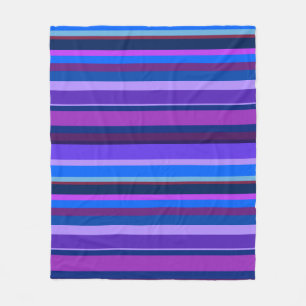 Blue and purple horizontal stripes fleece blanket