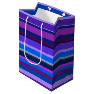 Blue and purple horizontal stripes medium gift bag