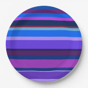 Blue and purple horizontal stripes paper plate
