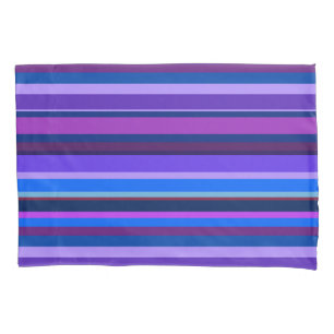 Blue and purple horizontal stripes pillowcase