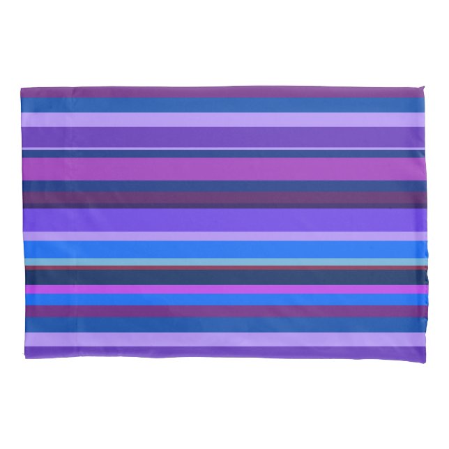 Blue and purple horizontal stripes pillowcase (Front)