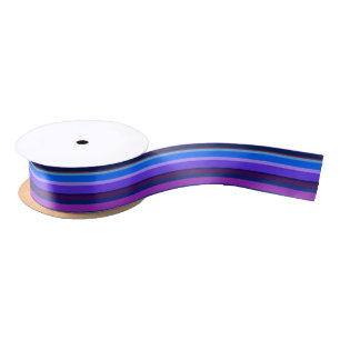 Blue and purple horizontal stripes satin ribbon