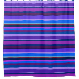Blue and purple horizontal stripes shower curtain