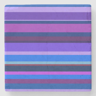 Blue and purple horizontal stripes stone coaster