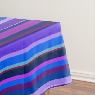 Blue and purple horizontal stripes tablecloth