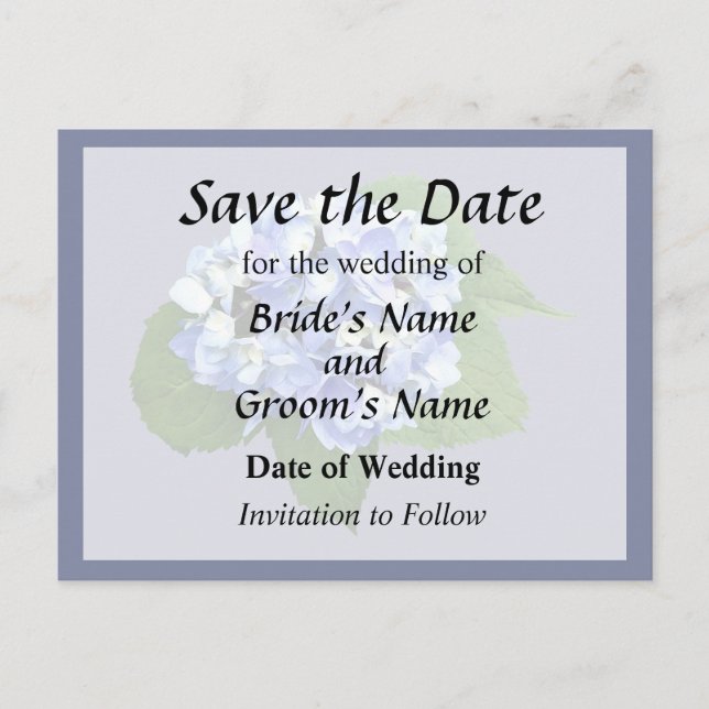 Blue and Purple Hydrangea Announcement Postcard (Front)