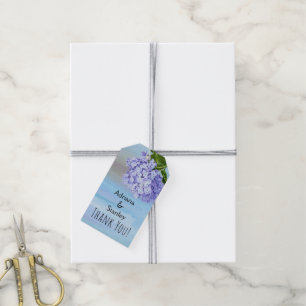 Blue and purple hydrangea floral wedding Thank You Gift Tags