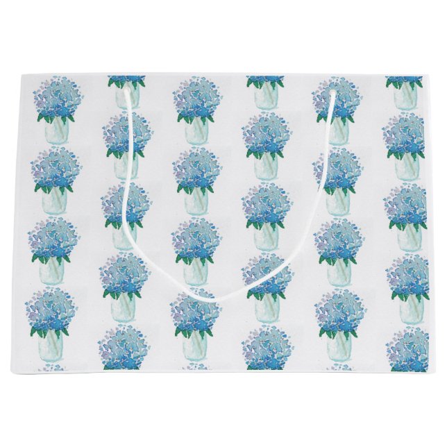 Blue and Purple Hydrangea Large Gift Bag (Front)