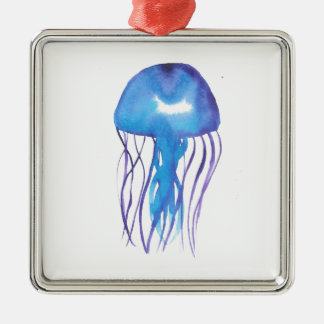 Blue and Purple Jellyfish Metal Ornament