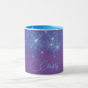 Blue and purple lace elegant sparkle diamond Mug