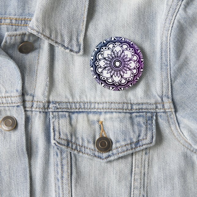Blue and Purple Mandala Button (In Situ)