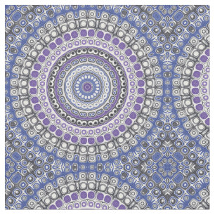 Blue and Purple Mandala Geometric Circular Pattern Fabric