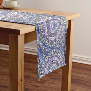 Blue and Purple Mandala Geometric Circular Pattern Medium Table Runner