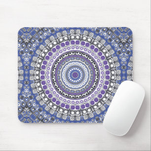 Blue and Purple Mandala Geometric Circular Pattern Mouse Pad