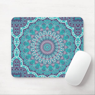 Blue and Purple Mandala Kaleidoscope Medallion Mouse Pad