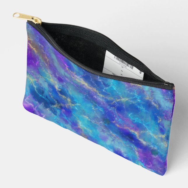 Blue And Purple Marble Pattern  Accessory Pouch (Open)