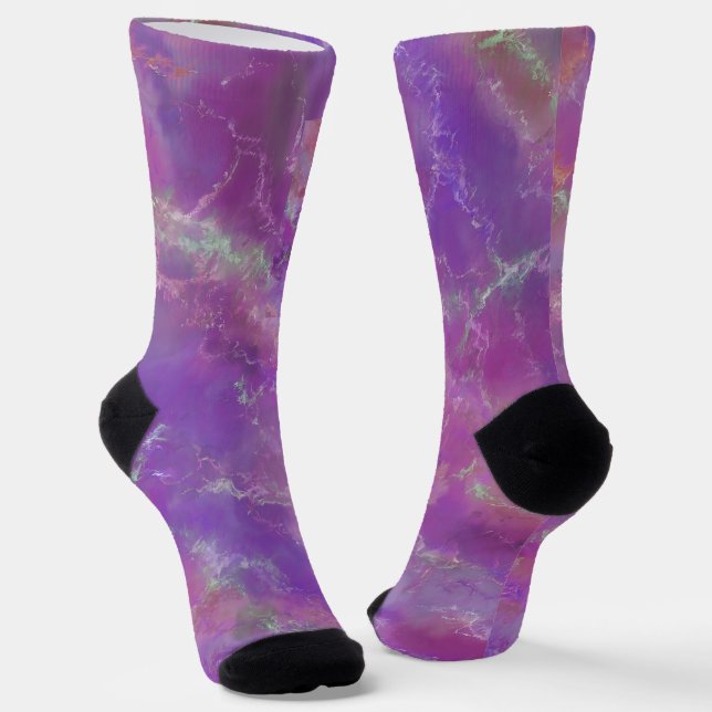 Blue And Purple Marble Pattern  Socks (Angled)