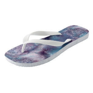 blue and purple Marble Swirl Abstract Thongs