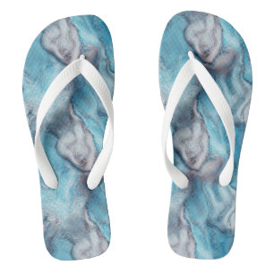 blue and purple Marble Swirl Abstract Thongs