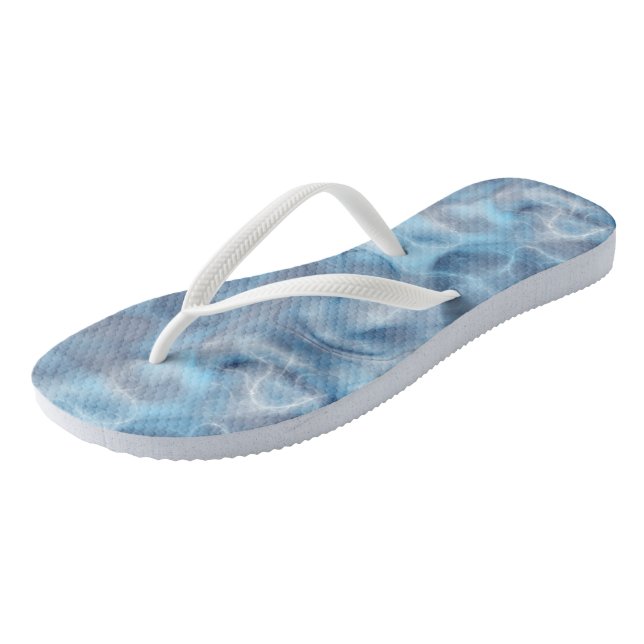 Blue and Purple Marble Swirl Abstract Thongs (Angled)