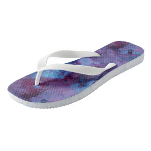 blue and purple Marble Swirl Abstract Thongs