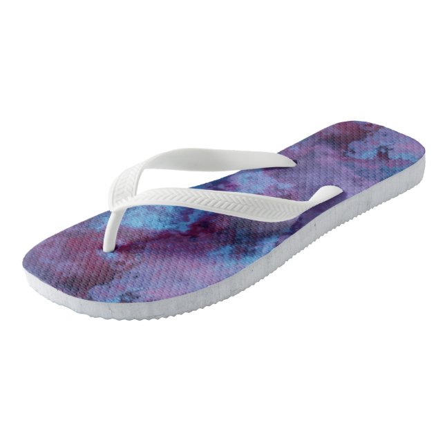 blue and purple Marble Swirl Abstract Thongs (Angled)