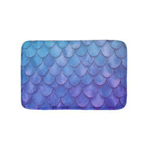 Blue and Purple Mermaid Scales Bath Mat