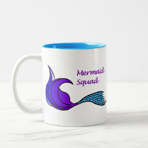 Blue and Purple Mermaid Squad coffee mug