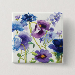 Blue and Purple Mixed Garden 15 Cm Square Badge