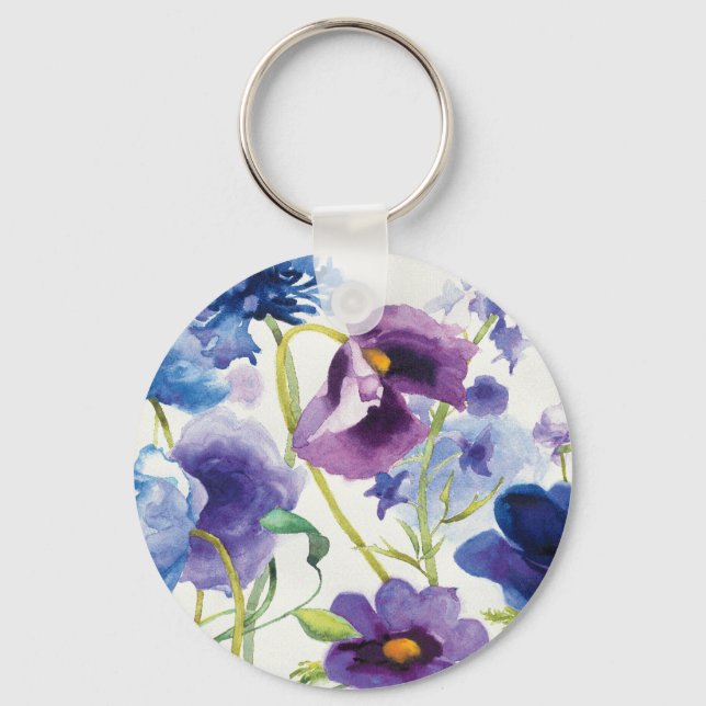 Blue and Purple Mixed Garden Key Ring (Front)