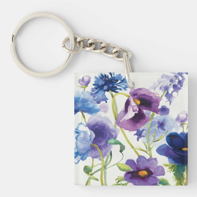 Blue and Purple Mixed Garden Key Ring (Front)