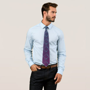 Blue and Purple Modern Geometric Pattern Men’s  Tie