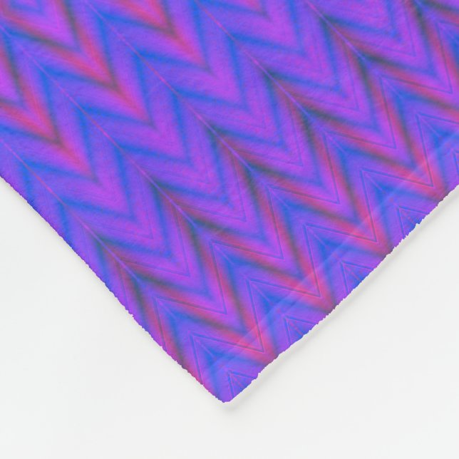 Blue and Purple Ombre Chevron Fleece Blanket (Corner)