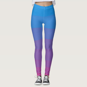 Blue and purple ombre colours stripes Leggings