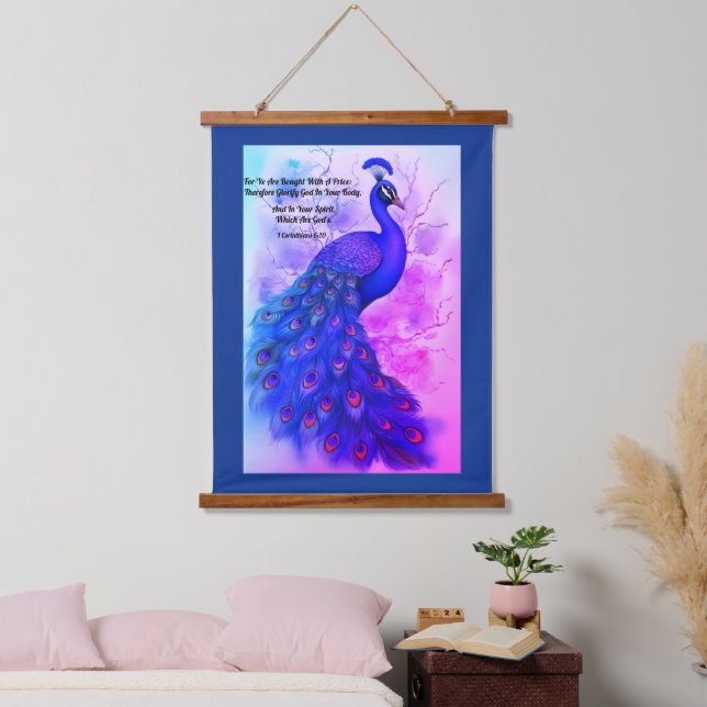 Blue and Purple Peacock Hanging Tapestry (Bedroom)
