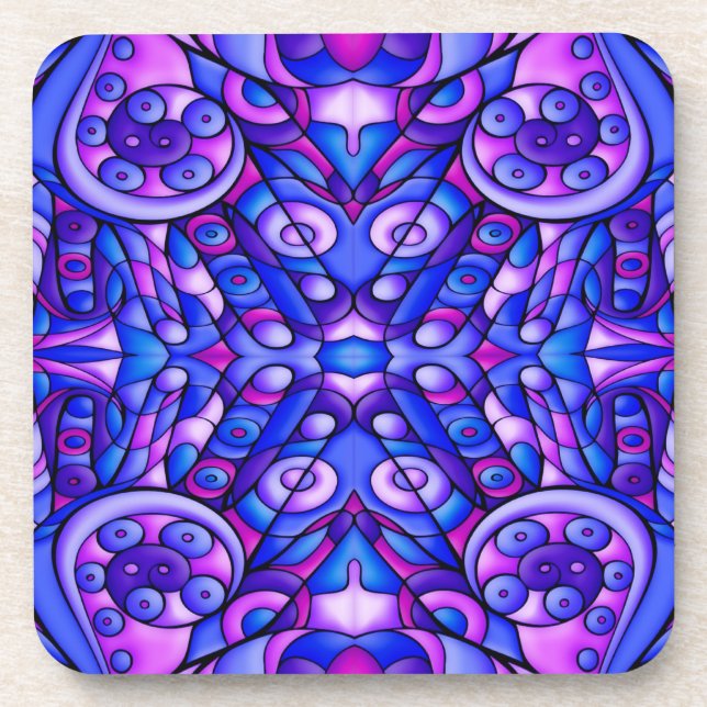 Blue And Purple Psychedelic Swirls Coaster (Front)