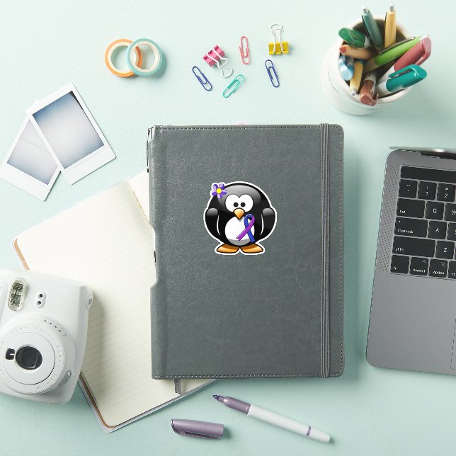 Blue and Purple Ribbon Penguin (iPad Cover)