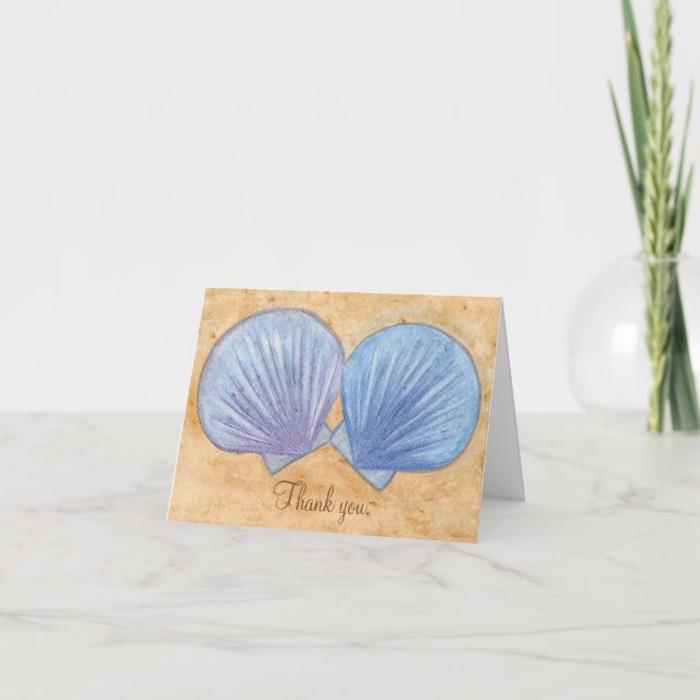 Blue and Purple Seashells Thank you Cards (Front)