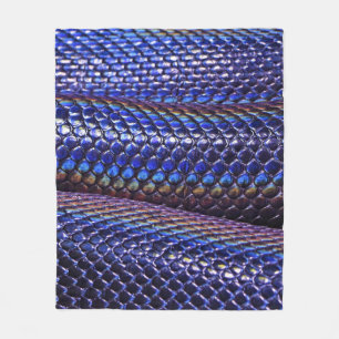 Blue and purple snakeskin fleece blanket