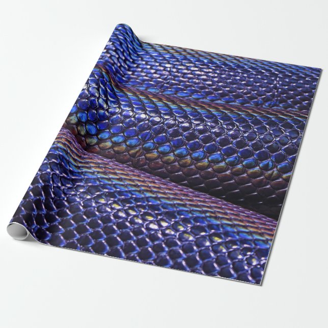 Blue and purple snakeskin wrapping paper (Unrolled)
