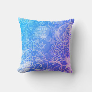 Blue and Purple Snowflake Pillow