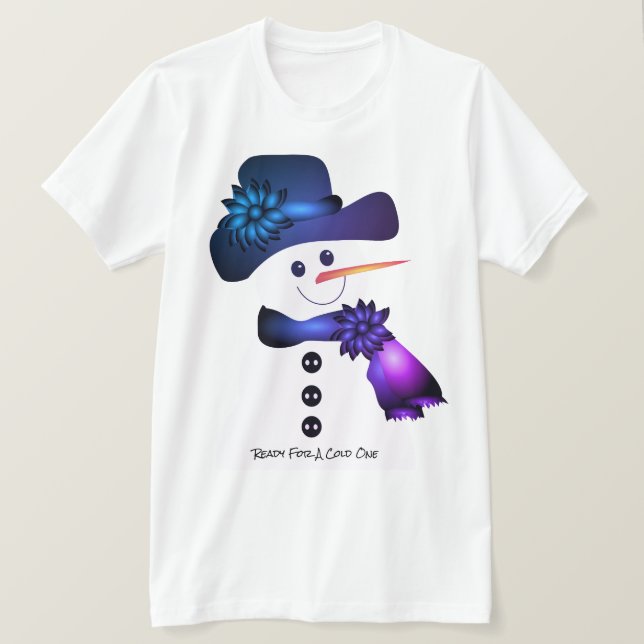Blue and Purple Snowman T-Shirt (Design Front)