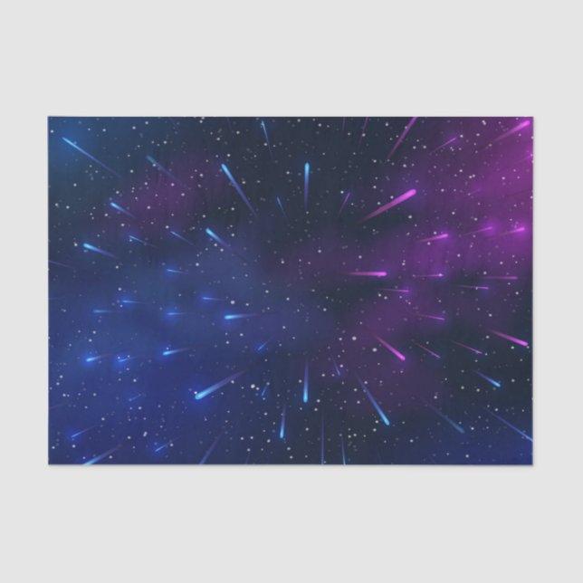 Blue and Purple Space Shooting Stars Galaxy Tissue Paper (Front)