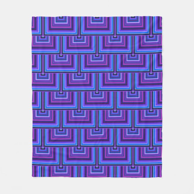 Blue and purple square scales fleece blanket (Front)